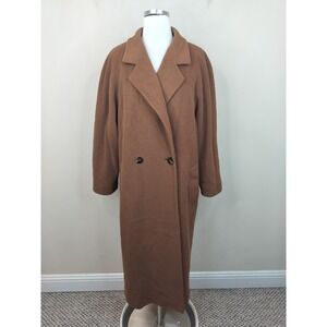 I Magnin Vintage Wool Coat 10 Womens Old Money USA Double Breasted Classic Brown
